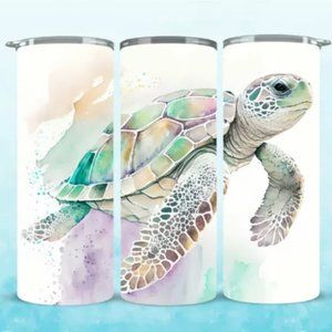 Simply Turtle Tumbler - 20oz Stainless steel Skinny Cup - w lid for Hot or Cold